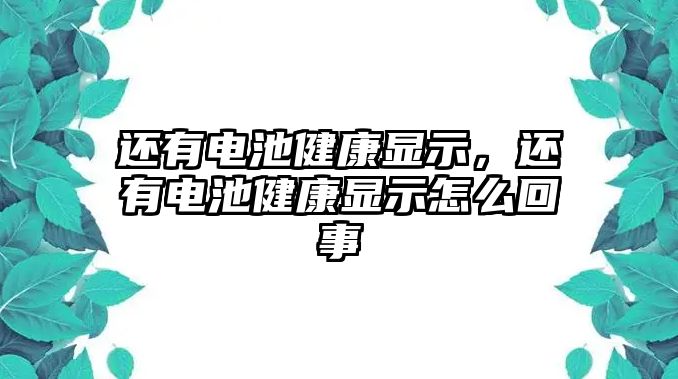 還有電池健康顯示，還有電池健康顯示怎么回事