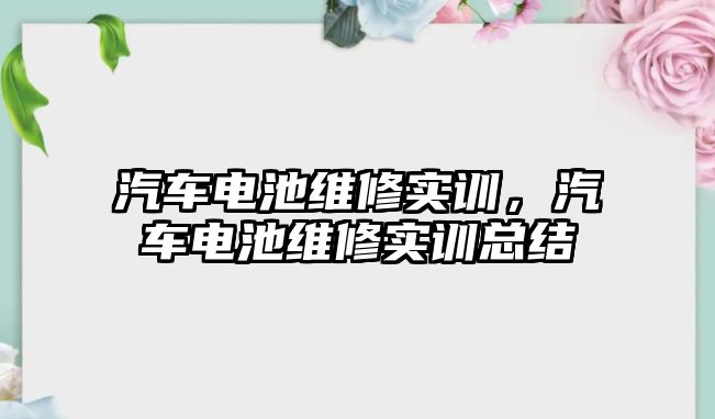 汽車電池維修實訓，汽車電池維修實訓總結