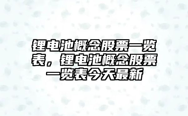 鋰電池概念股票一覽表，鋰電池概念股票一覽表今天最新