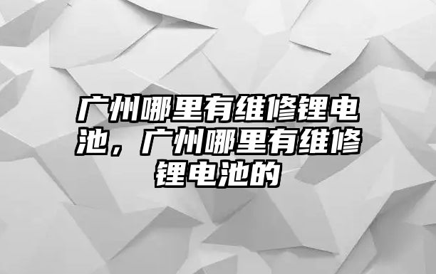 廣州哪里有維修鋰電池，廣州哪里有維修鋰電池的