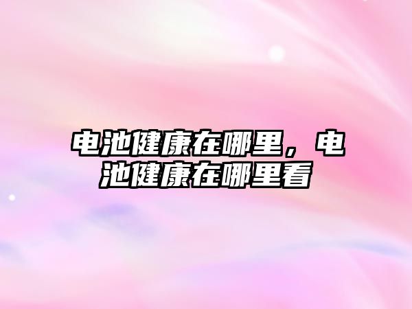 電池健康在哪里，電池健康在哪里看