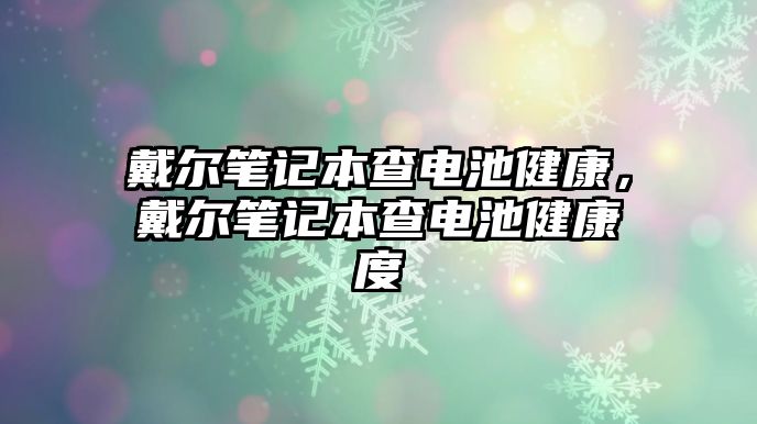 戴爾筆記本查電池健康，戴爾筆記本查電池健康度