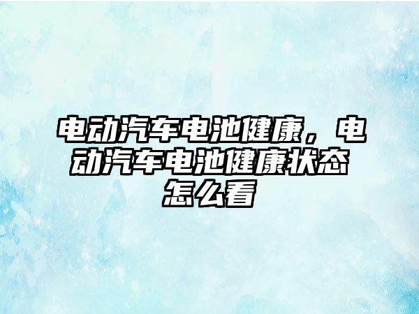 電動汽車電池健康，電動汽車電池健康狀態怎么看