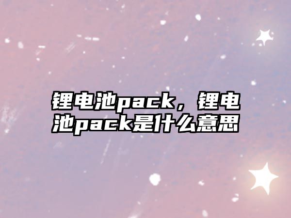 鋰電池pack，鋰電池pack是什么意思