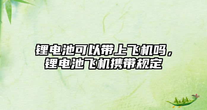 鋰電池可以帶上飛機嗎，鋰電池飛機攜帶規(guī)定