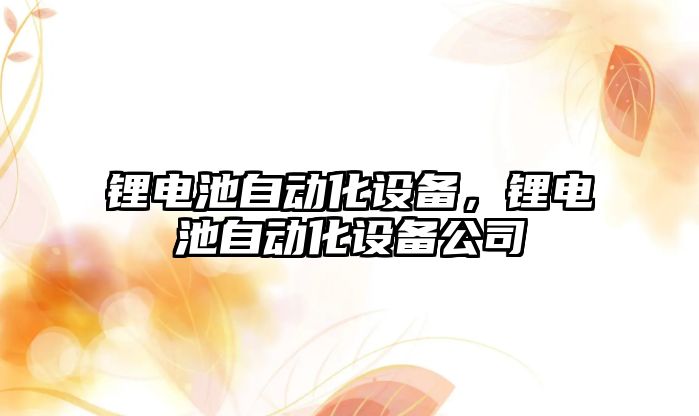 鋰電池自動化設備，鋰電池自動化設備公司