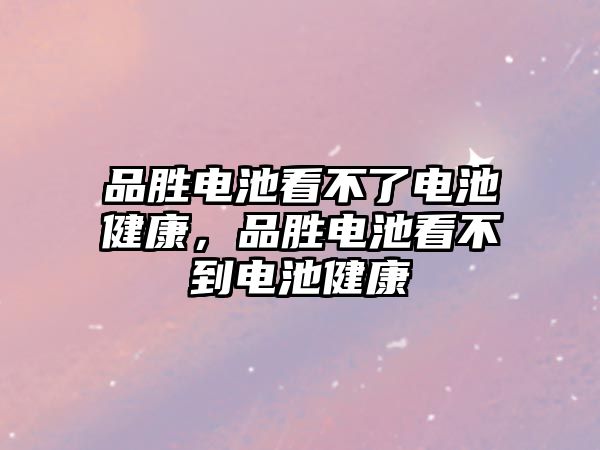 品勝電池看不了電池健康，品勝電池看不到電池健康