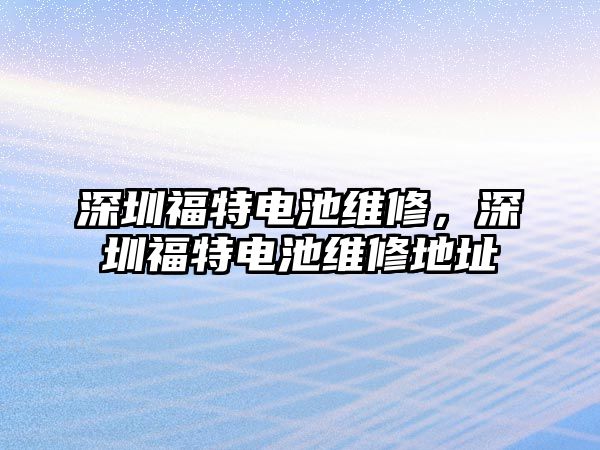 深圳福特電池維修，深圳福特電池維修地址