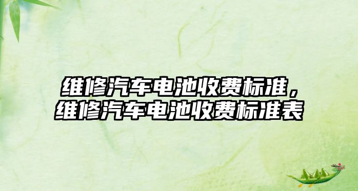 維修汽車電池收費標準，維修汽車電池收費標準表