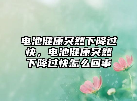 電池健康突然下降過快，電池健康突然下降過快怎么回事