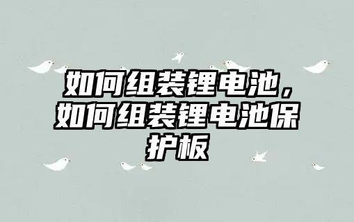 如何組裝鋰電池，如何組裝鋰電池保護板