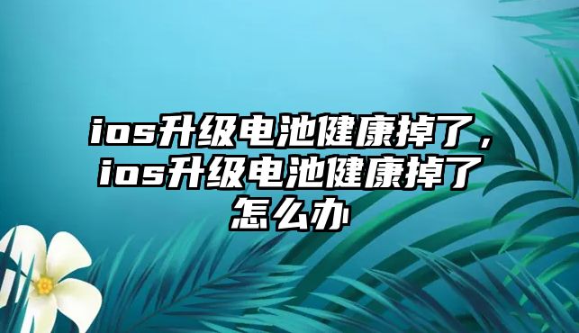 ios升級電池健康掉了，ios升級電池健康掉了怎么辦