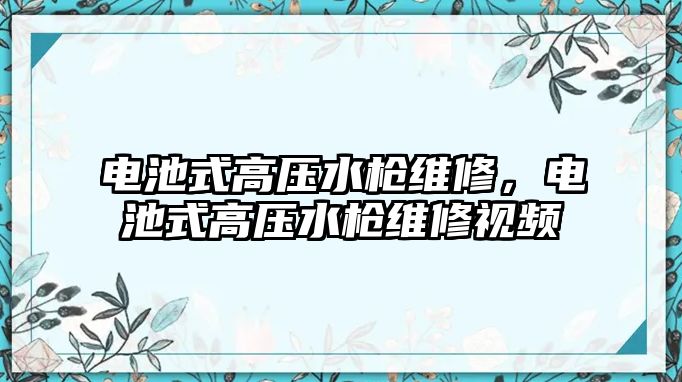 電池式高壓水槍維修，電池式高壓水槍維修視頻