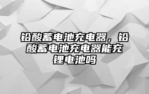 鉛酸蓄電池充電器，鉛酸蓄電池充電器能充鋰電池嗎