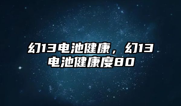 幻13電池健康，幻13電池健康度80