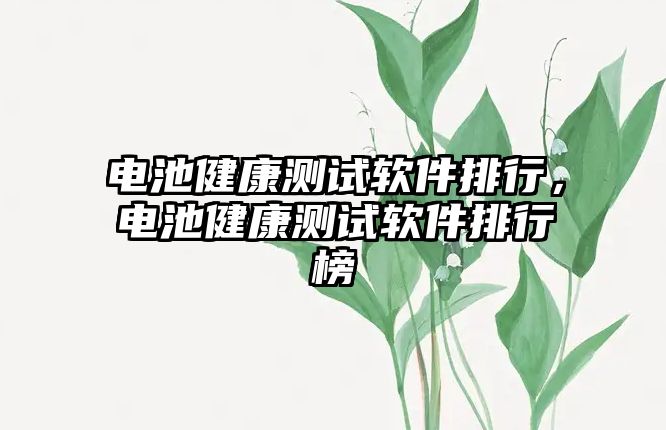 電池健康測試軟件排行，電池健康測試軟件排行榜