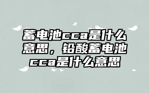 蓄電池cca是什么意思，鉛酸蓄電池cca是什么意思