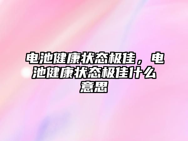 電池健康狀態極佳，電池健康狀態極佳什么意思