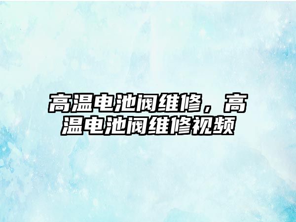 高溫電池閥維修，高溫電池閥維修視頻