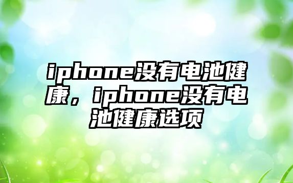 iphone沒(méi)有電池健康，iphone沒(méi)有電池健康選項(xiàng)