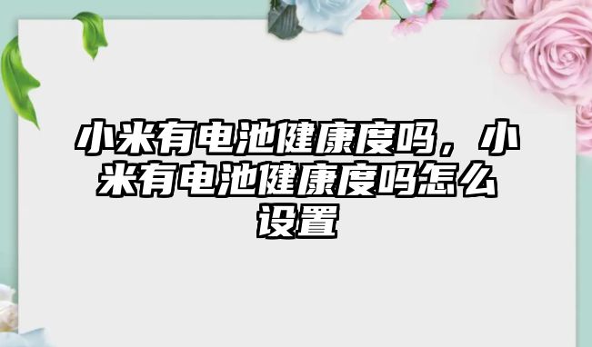 小米有電池健康度嗎，小米有電池健康度嗎怎么設置