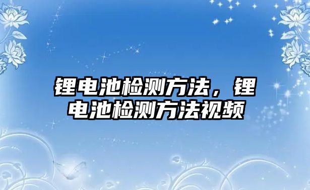 鋰電池檢測方法，鋰電池檢測方法視頻