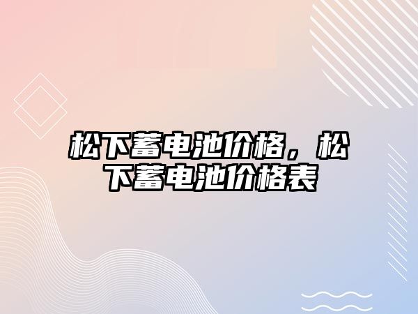 松下蓄電池價格，松下蓄電池價格表