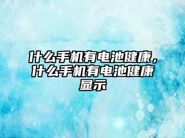 什么手機有電池健康，什么手機有電池健康顯示