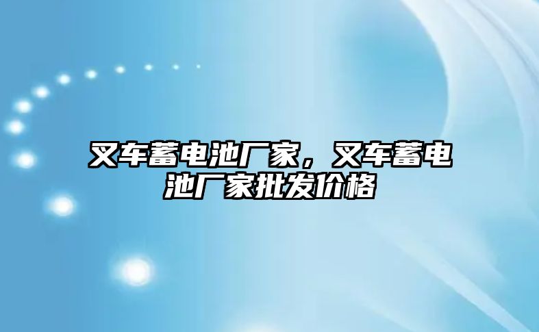 叉車蓄電池廠家，叉車蓄電池廠家批發價格