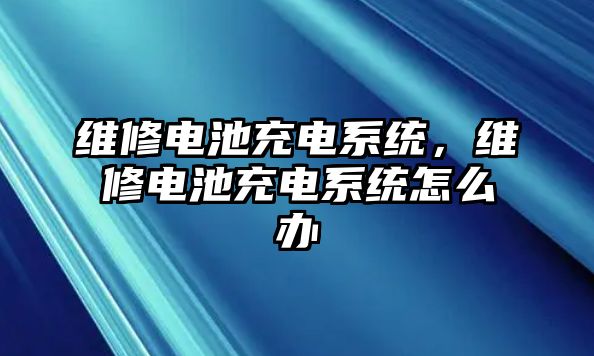 維修電池充電系統，維修電池充電系統怎么辦