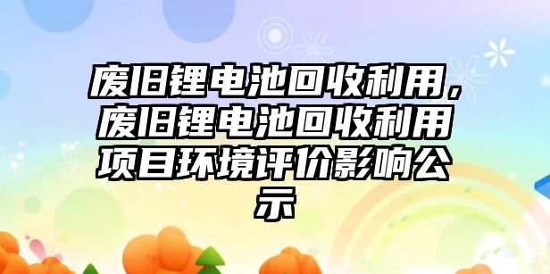 廢舊鋰電池回收利用，廢舊鋰電池回收利用項目環境評價影響公示