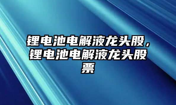 鋰電池電解液龍頭股，鋰電池電解液龍頭股票