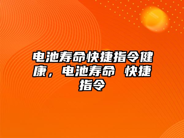 電池壽命快捷指令健康，電池壽命 快捷指令