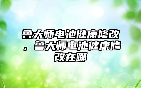 魯大師電池健康修改，魯大師電池健康修改在哪