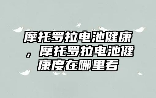 摩托羅拉電池健康，摩托羅拉電池健康度在哪里看