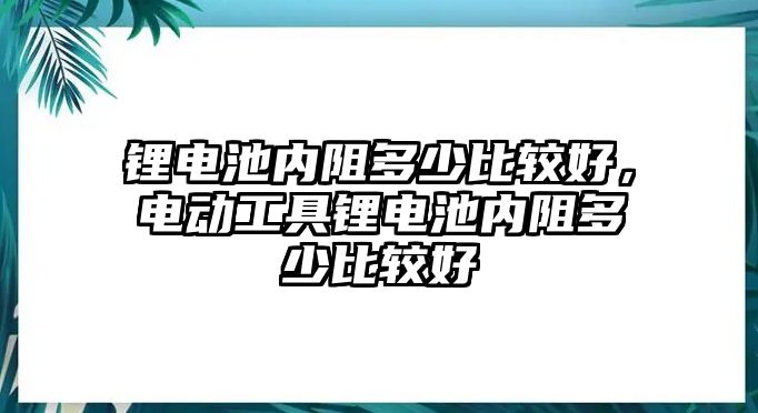 鋰電池內阻多少比較好，電動工具鋰電池內阻多少比較好