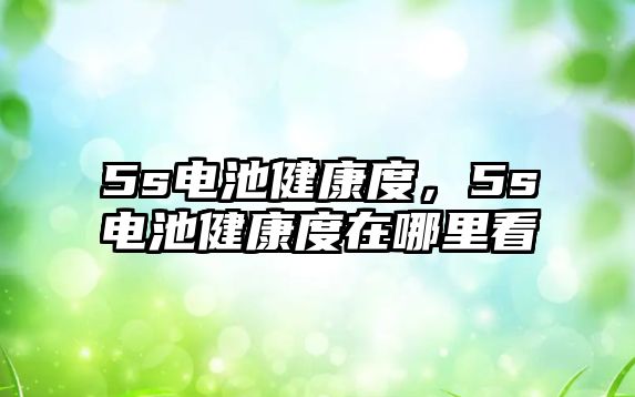 5s電池健康度，5s電池健康度在哪里看