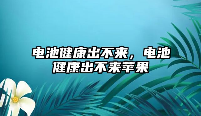 電池健康出不來(lái)，電池健康出不來(lái)蘋果