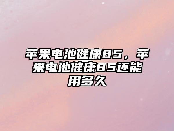 蘋果電池健康85，蘋果電池健康85還能用多久