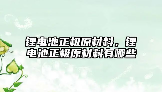 鋰電池正極原材料，鋰電池正極原材料有哪些