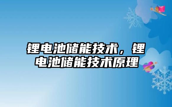 鋰電池儲能技術，鋰電池儲能技術原理