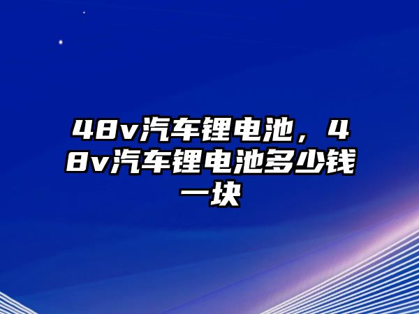 48v汽車鋰電池，48v汽車鋰電池多少錢一塊