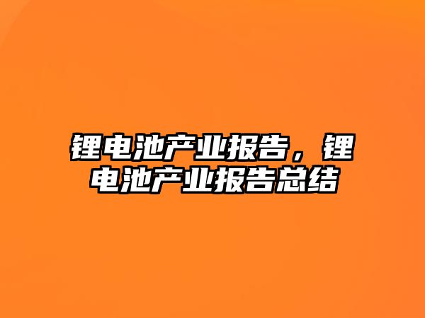 鋰電池產業報告，鋰電池產業報告總結