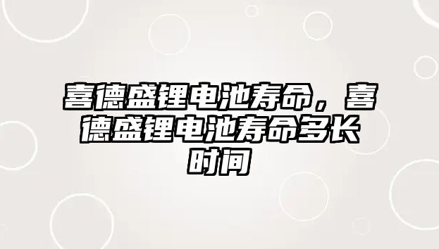 喜德盛鋰電池壽命，喜德盛鋰電池壽命多長時間