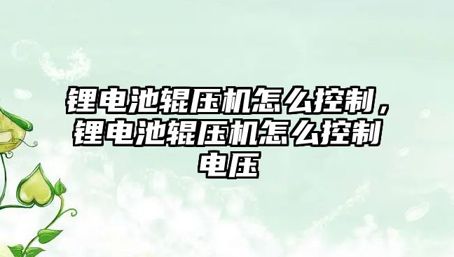 鋰電池輥壓機怎么控制，鋰電池輥壓機怎么控制電壓