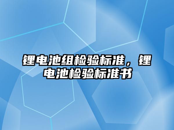 鋰電池組檢驗標準，鋰電池檢驗標準書