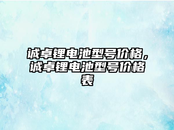 誠卓鋰電池型號價格，誠卓鋰電池型號價格表