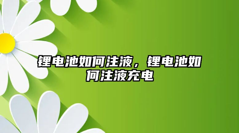 鋰電池如何注液，鋰電池如何注液充電