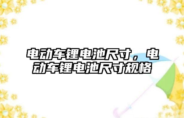 電動車鋰電池尺寸，電動車鋰電池尺寸規格