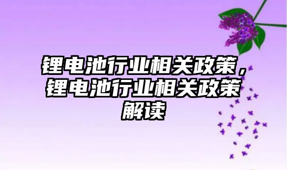 鋰電池行業相關政策，鋰電池行業相關政策解讀